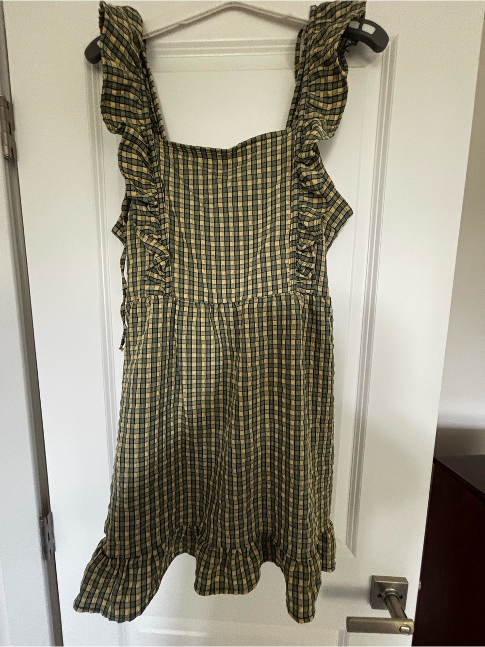 wild fable Green and Yellow Plaid Ruffle Sundress